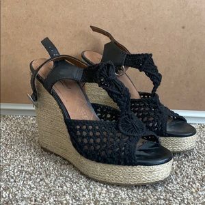 Lucky Brand Black Braided Wedges - 8